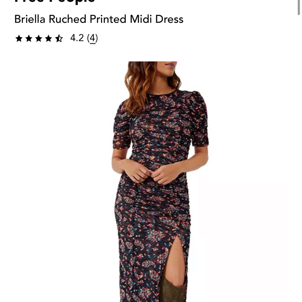 Free People Briella Ruched Printed Midi Dress